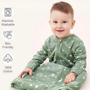 Unnivoll Baby Sleep Sack Cotton Long-Sleeve Wearable Blanket 2-Way Zipper 6-12M